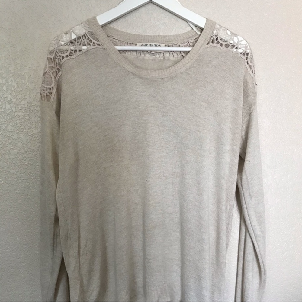 Pink Rose Cream Lace Accent Blouse